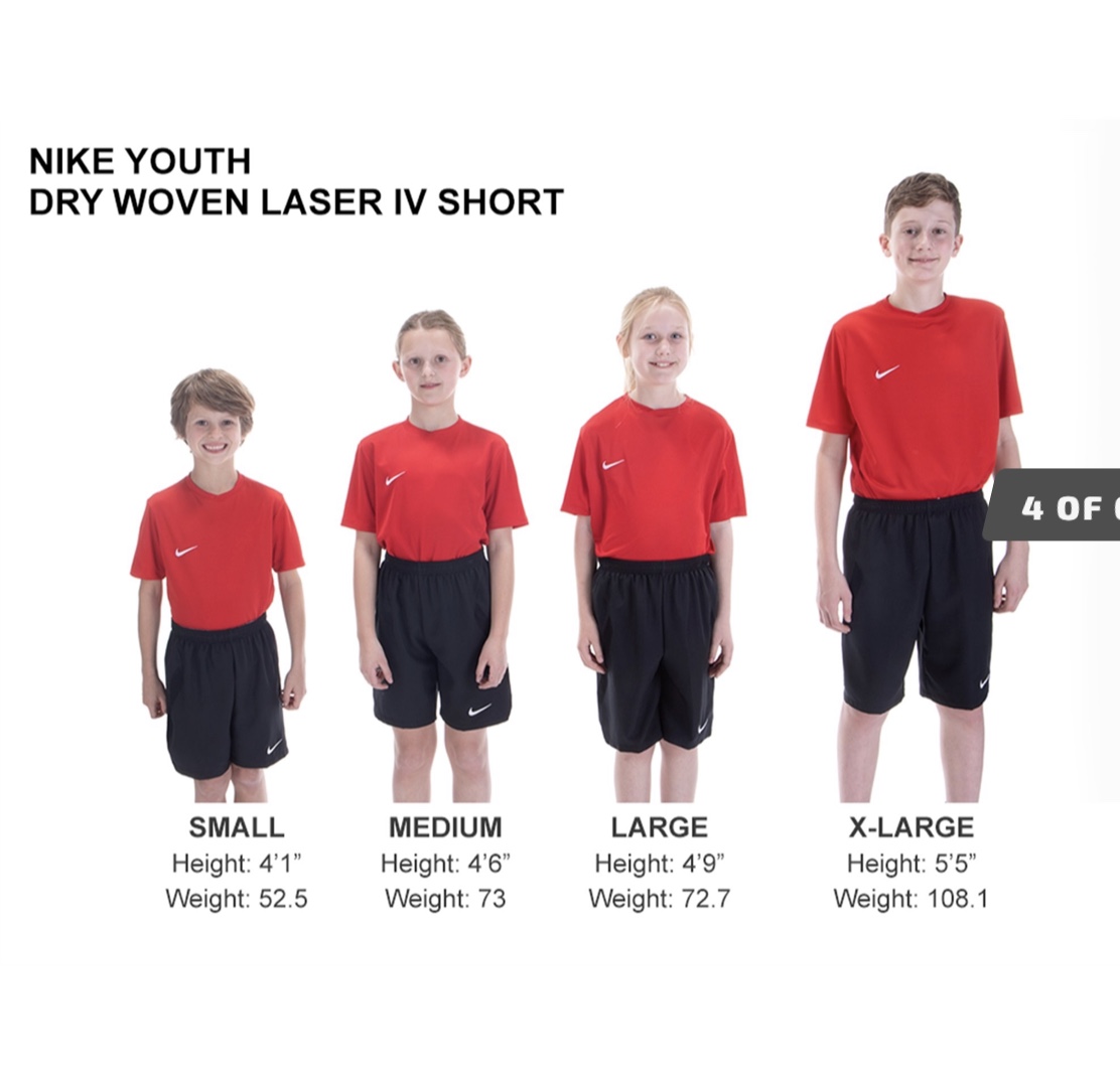 youth large nike shorts size chart